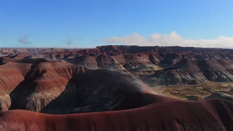 Drone View of a Strange Alien Planet Surface with Steam Emitting from Colorful Stock Footage 333523864