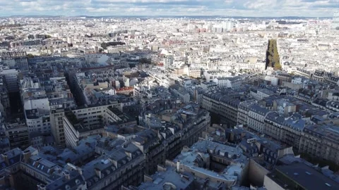 Drone view of the streets of Paris in the contrast of sunlight. Stock Footage 177984657