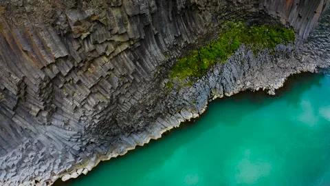 Drone view of Studlagil Canyon, in East Iceland. Stock Footage 285099345
