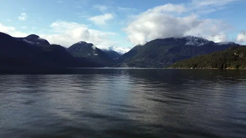 Drone View: Stunning Mountain Range, Lake, and Forest Landscape Stock Footage 311966248