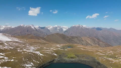 Drone View of Sulutor Glacial Lakes, Kyrgyzstan Stock Footage 340922315