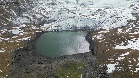 Drone View of Sulutor Glacial Lakes in the Tian Shan, Kyrgyzstan Stock Footage 340922340