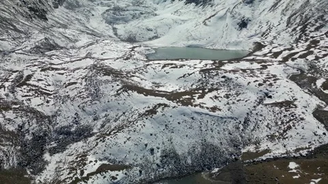 Drone View of Sulutor Glacial Lakes, Too-Ashuu Pass, Kyrgyzstan Stock Footage 340922343