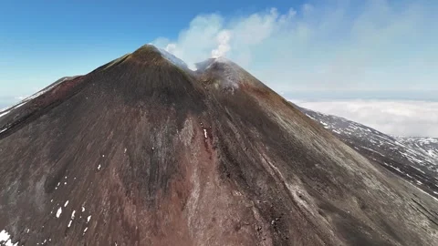 Drone view of the summit of Mount Etna, volcano on Sicily, Italy Video stock 277071321