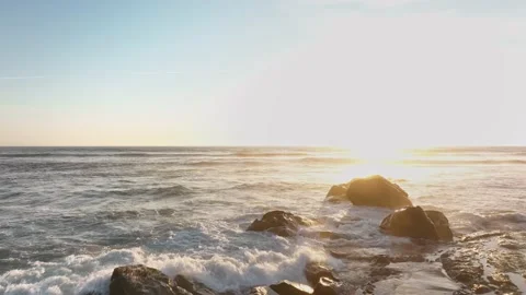 Drone view sunset in beautiful beach of Portugal Stock Footage 201371480