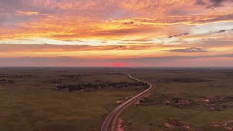 Drone View of Sunset Clouds and Landscape in New Barag Left Inner Mongolia China Stock Footage 341596643