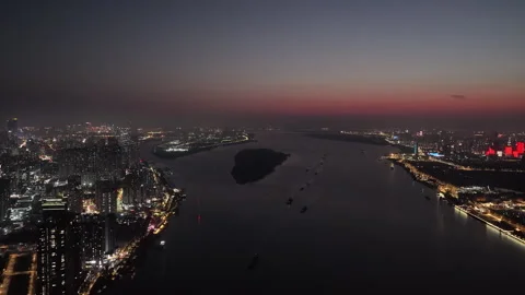 Drone View of Sunset Clouds and Landscape in Nanjing Jiangsu China Stock Footage 341677167