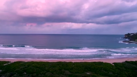 Drone View Sunset at Dee Why beach Sydney Stock Footage 114793287