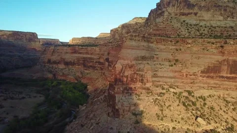 Drone view at sunset of the Grand Canyon of Colorado in Arizona. United States Stock Footage 336577840
