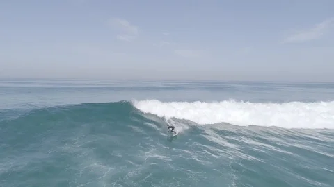 Drone view of surfer in Spain Stock Footage 111979846