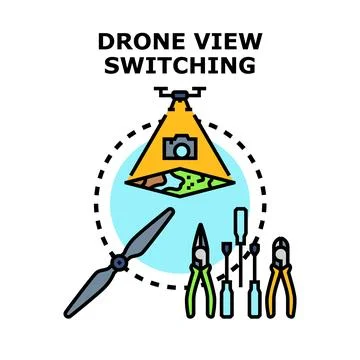 Drone view switching concept for aerial photography Stock Illustration