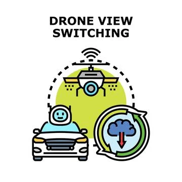 Drone view switching concept for autonomous driving technology Stock Illustration