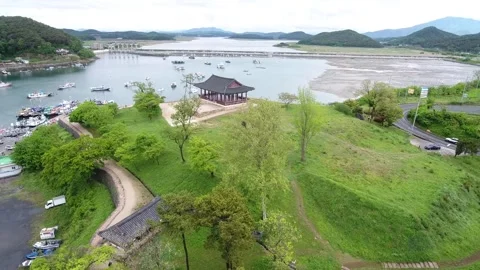 Drone view of temple in the mountains Video stock 305818944