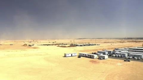 Drone view of temporary cabins on a Riyadh construction site 库存影片 346429638