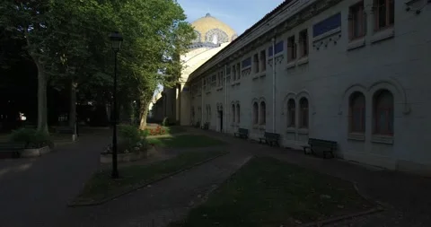 Drone view of Thermes des Domes, Vichy, France Stock Footage 131846908