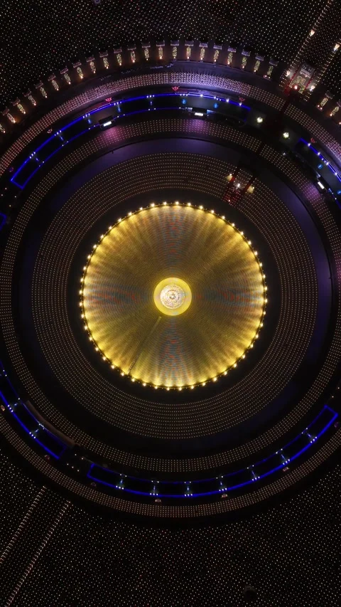Drone View of Thousands of Candles Forming Sacred Circles During Magha Puja in Stock Footage 335941940
