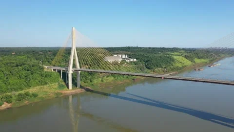 Drone view of the Three Borders Monument and the Integration Bridge in Misi.. Stockbeeldmateriaal 316959852