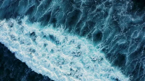Drone view of tidal waves splashing and rolling Stock Footage 132614076