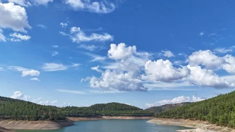 Drone view by time-lapse video over the lake Stock Footage 285342163