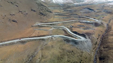 Drone View of the Too-Ashuu Mountain Pass, Kyrgyzstan Stock Footage 340922025