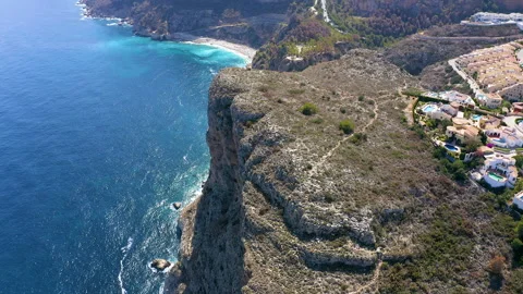 Drone view of the touristic area of Cala del Moraig, Spain. Stock Footage 293928407