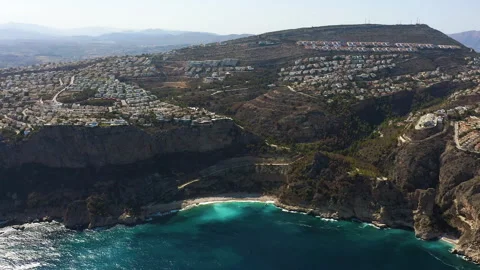 Drone view of the touristic area of Cala del Moraig, Spain. Stock Footage 293929634