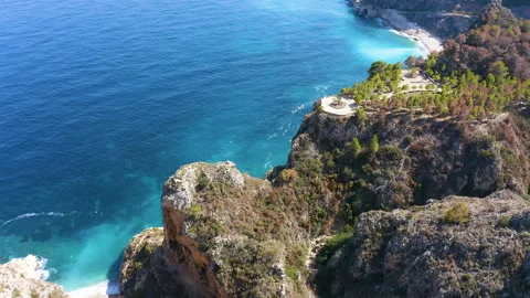 Drone view of the touristic area of Cala del Moraig, Spain. Stock Footage 293929638