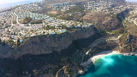 Drone view of the touristic area of Cala del Moraig, Spain. Stock Footage 293929820