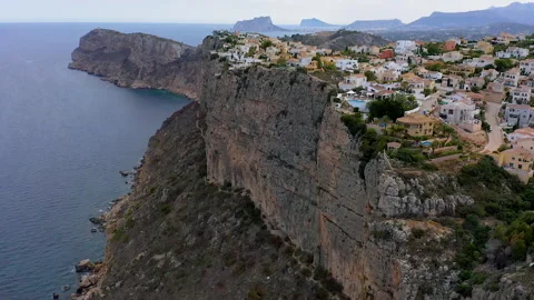 Drone view of the touristic area of Cala del Moraig, Spain. Stock Footage 293931307