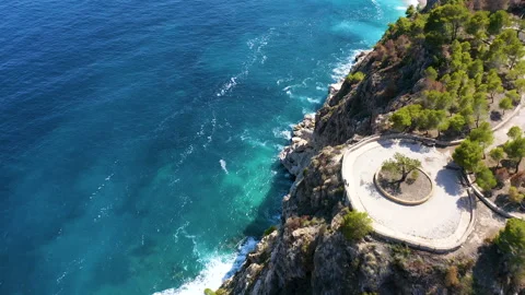 Drone view of the touristic area of Cala del Moraig, Spain. Stock Footage 293934145