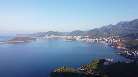 Drone view of touristic cities located in calm bay Video stock 167703128