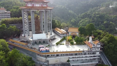 Drone view tracking goddess of Mercy Pavilion Stock Footage 197011236