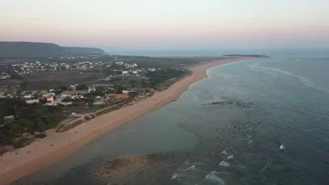 Drone view of the Trafalgar's Cape, Los Caños de Meca, Barbate Stock Footage 162077781