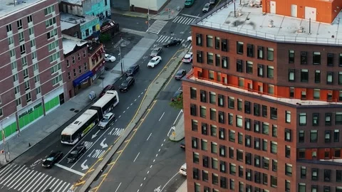 Drone view of traffic on city streets in New York, USA Stock Footage 321356368