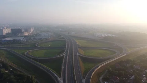 Drone view of the traffic intersection Stock Footage 157860410