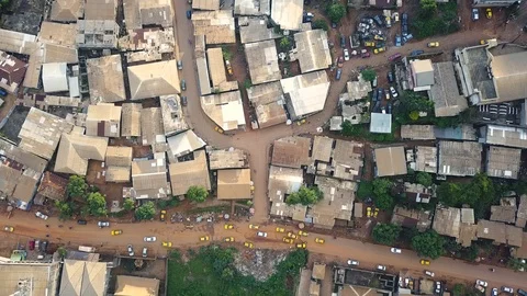 Drone view of traffic in Yaounde town, Cameroon, Africa Stock Footage 115183400
