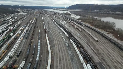 Drone View of a Train Yard Stock Footage 274749562