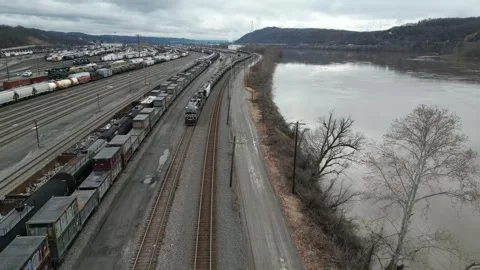 Drone View of a Train Yard Stock Footage 274749575