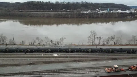 Drone View of a Train Yard Stock Footage 274749579