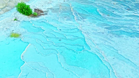 Drone view of Travertines of Pamukkale, Turkey. Stock Footage 335156324