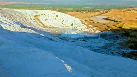 Drone view of Travertines of Pamukkale, Turkey. Stock Footage 335157495