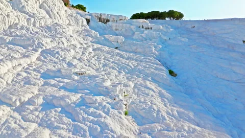 Drone view of Travertines of Pamukkale, Turkey. Stock Footage 335157557