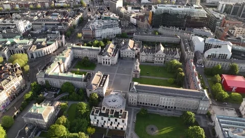 Drone view of Trinity College in Dublin, capital of Ireland, Europe Stock Footage 284951854