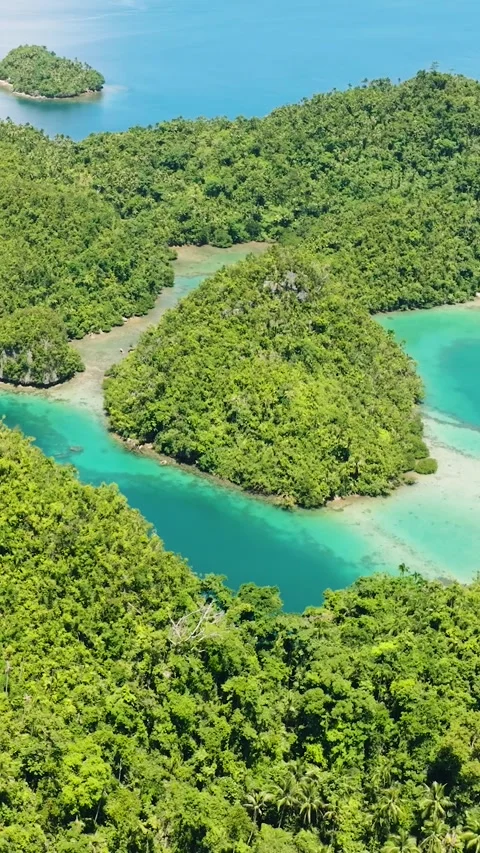 Drone view of tropical island with islets in the Philippines. Stock Footage 323234268