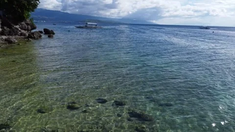 Drone view of tropical seaside and coastline in Panagsama Moalboal Philippin Stock-Footage 334635164