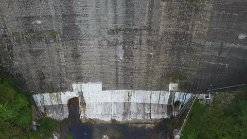 Drone view of the Turano lake dam Stock Footage