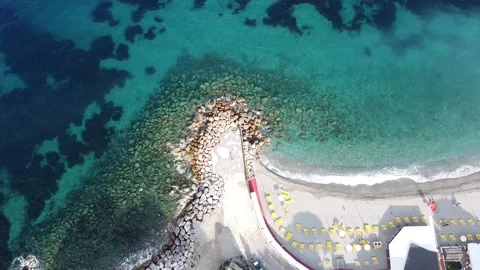 Drone view of the turquoise and transparent sea water of Liguria Stock Footage 156674841