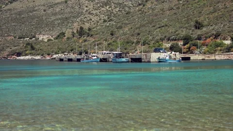 Drone View of Turquoise Bay and Mountain Coast Stock Footage 333580711