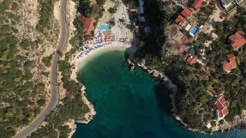 Drone view of turquoise lagoon at Aegean sea 스톡 동영상 237362121