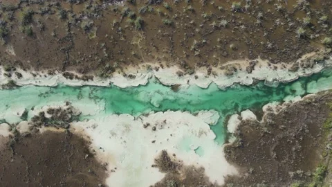 DRONE VIEW OF TURQUOISE LAGOON, BACALAR Video stock 203796752